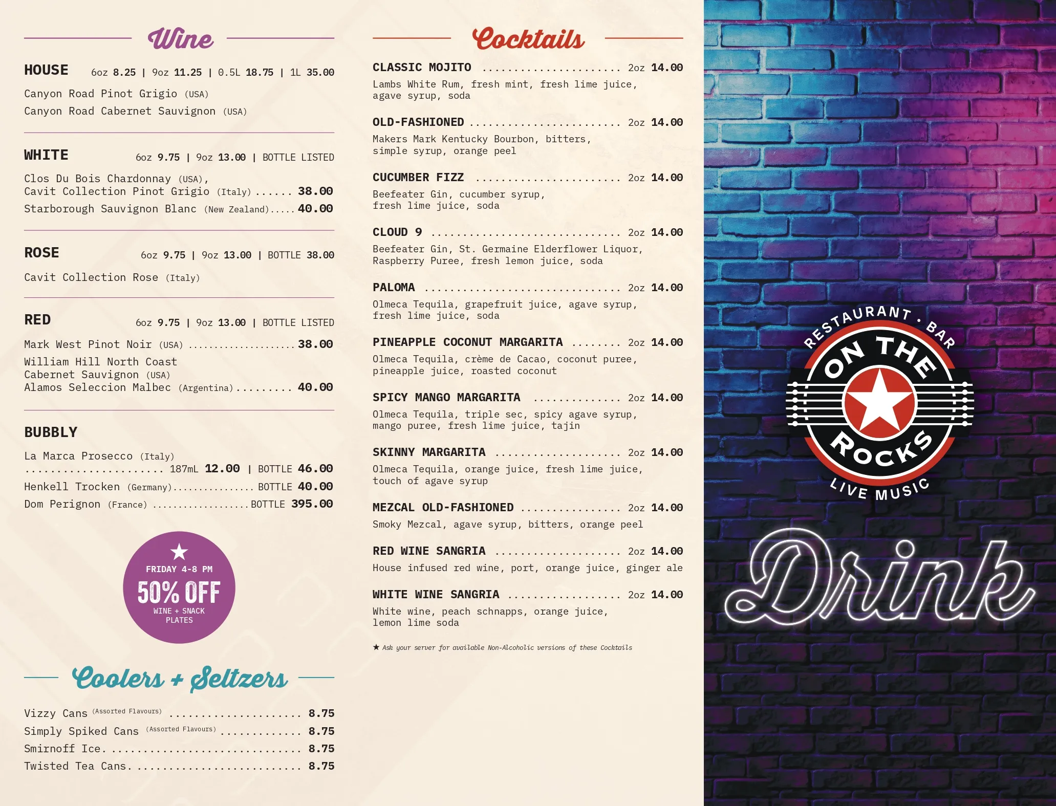 On The Rocks Drinks Menu page 2 Downloadable